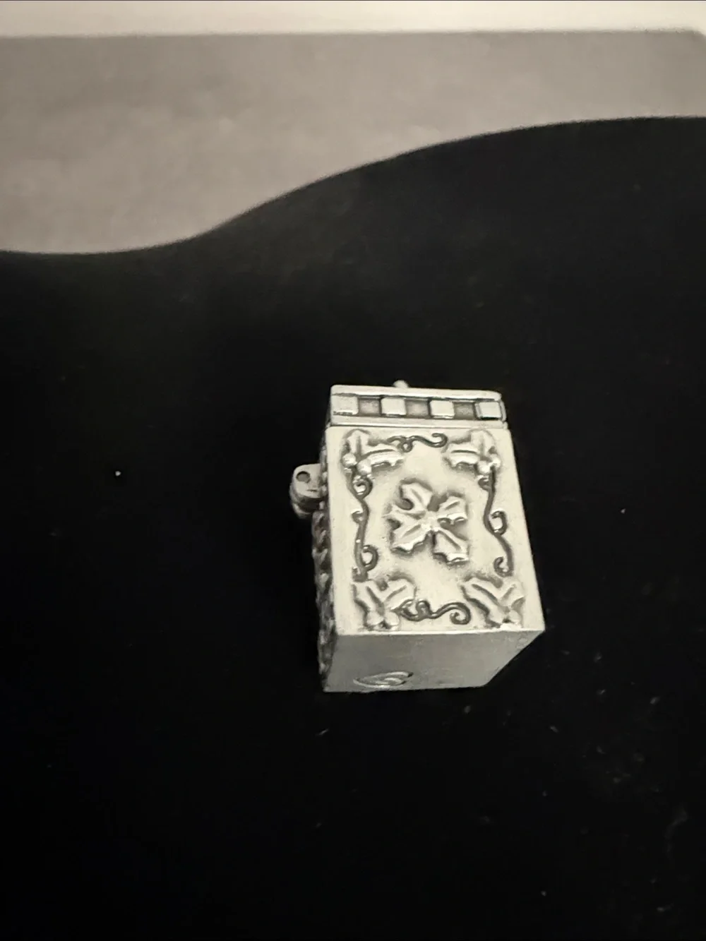 GANZ Silver-Tone Ornate Box Charm prayer Pendant Christmas